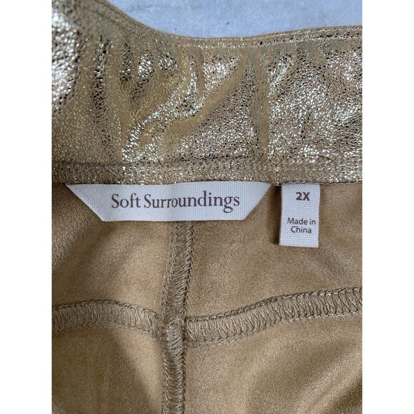 Soft Surroundings Boot Cut Leggings Women’s 2X Metallic Gold Stretchy Holiday - Picture 9 of 10